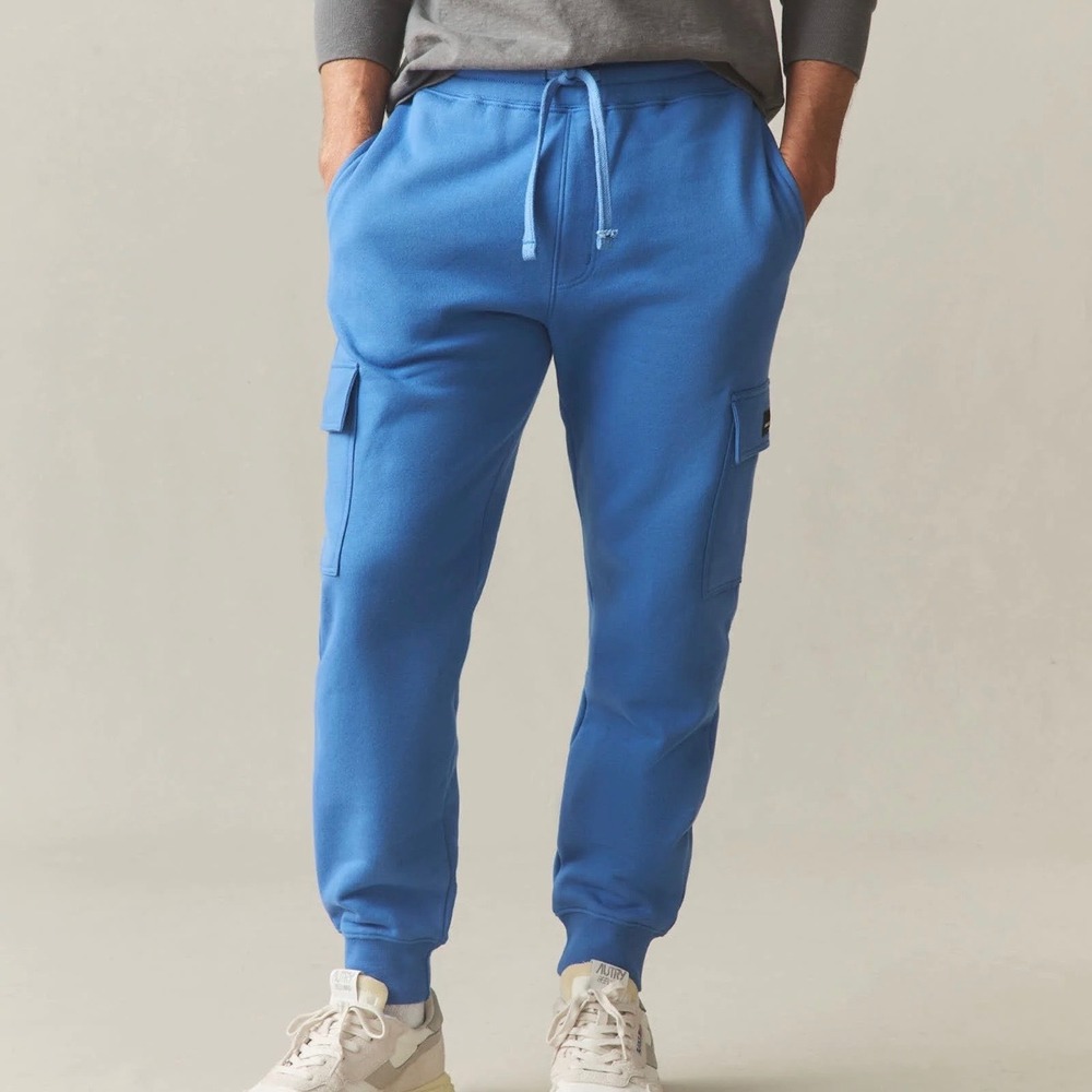 NWOT American Giant Men's Cargo Jogger XL Bright Cobalt Blue Sweatpants